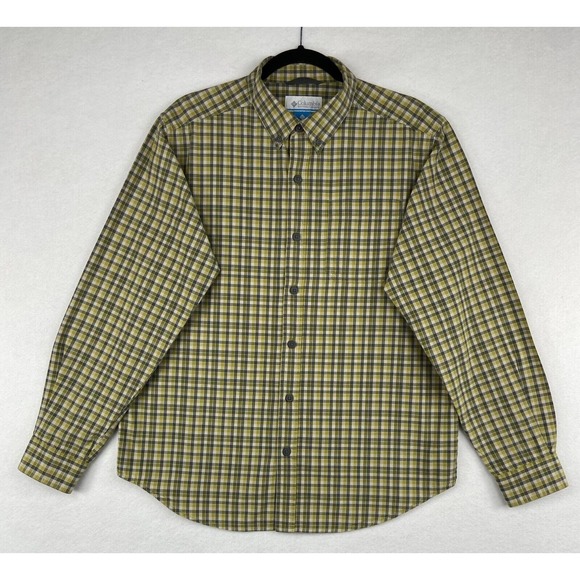 Columbia Shirt Men's Size Medium Button Up Long Sleeve Green Plaid - Picture 2 of 8